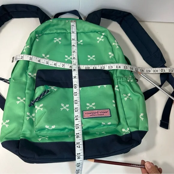Vineyard Vines Martha’s Vineyard Fishbones Green Blue Backpack - Picture 11 of 13